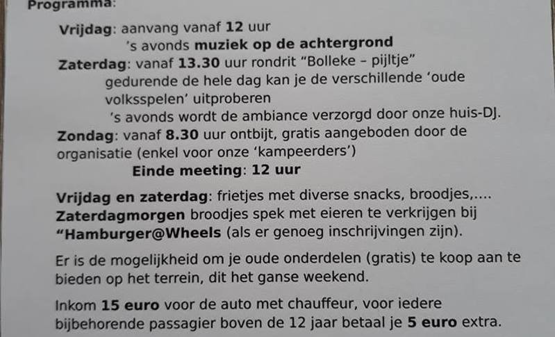 2cv meeting at Heusden-Zolder - Agenda