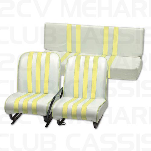 Geel/wit skaï - stoelenset (volledig) MEHARI