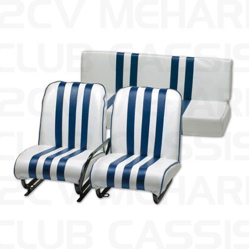 Blauw/wit skaï - stoelenset (volledig) MEHARI