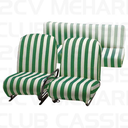 Set seatcovers sponge white/green (2 seats) MEHARI