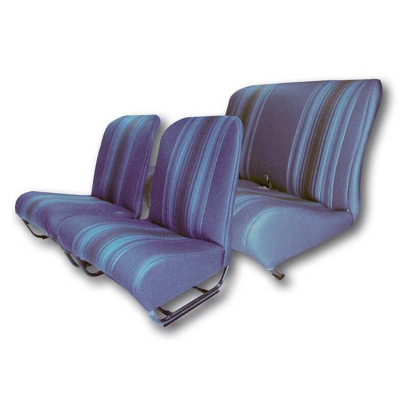 Ensemble garniture siège (2 avant + 1 arrière) avec rabat CIC tissu raye bleu 2CV/DYANE