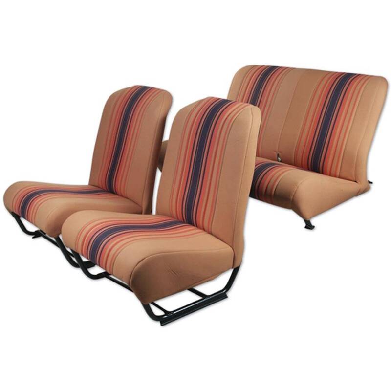 Set seatcovers with sides and square corner tissu striped orange 2CV/DYANE