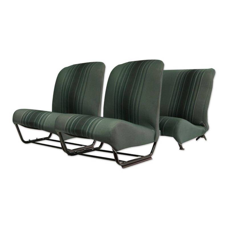 Set seatcovers with sides and square corner tissu striped green 2CV/DYANE