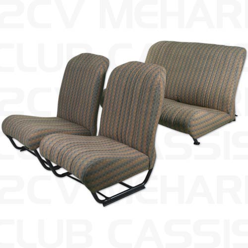Set seatcovers with sides and round corner tissu checkered brown 2CV/DYANE
