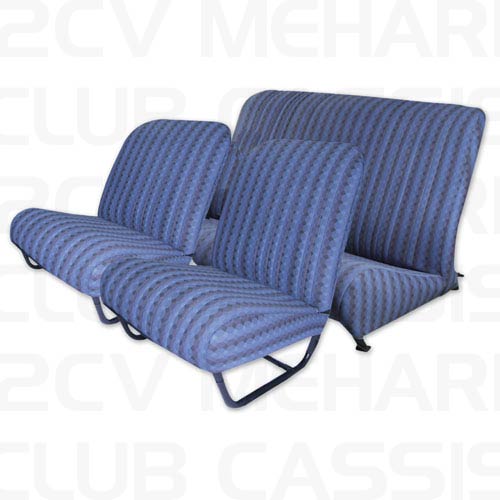 Ensemble garniture siège (2 avant + 1 arrière) avec rabat tissu damier bleu 2CV/DYANE