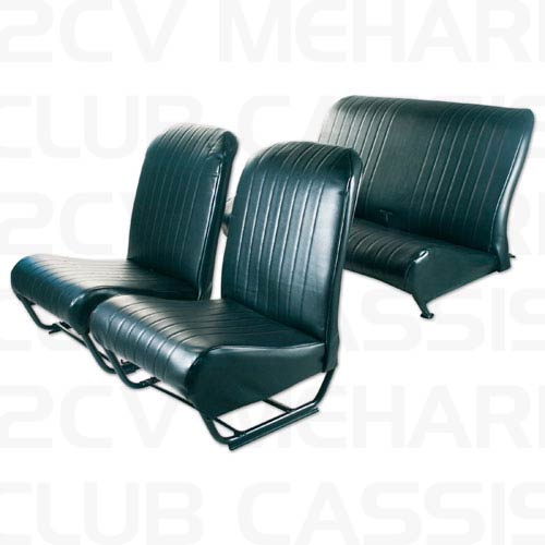 Seatcoverset (2 front + 1 rear) with sides skaï black 2CV/DYANE