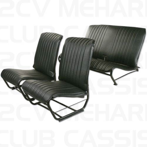 Zwart skaï - bekledingsset stoel met open zijkant 2CV