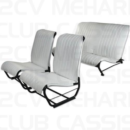 Seatcoverset (2 front + 1 rear) without sides skaï white 2CV