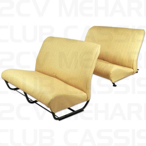 Ensemble garniture banquette avec rabat jaune bouton d'or 2CV/DYANE