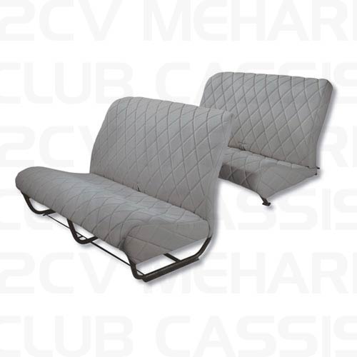 Ensemble garniture banquette avec rabat gris tissu 2CV/DYANE