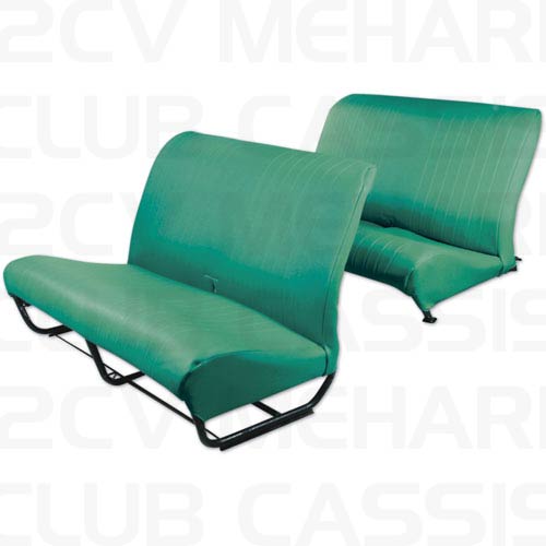 Ensemble garniture banquette avec rabat skaï vert lagon 2CV/DYANE