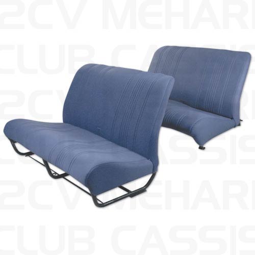 Ensemble garniture banquette avec rabat tissu bleu 2CV/DYANE