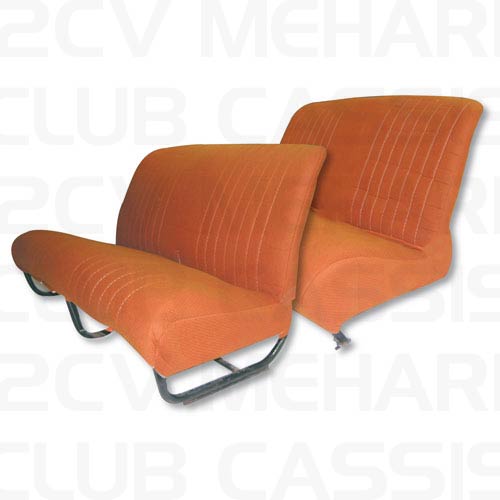 Ensemble garniture banquette avec rabat tissu orange 2CV/DYANE