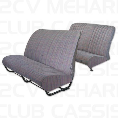 Ensemble garniture banquette avec rabat tissu ecossais 2CV/DYANE