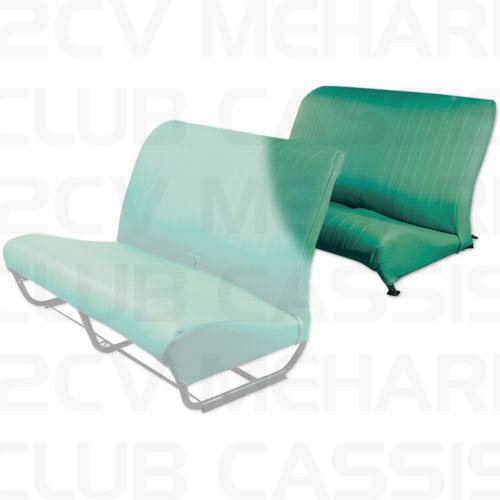 Garniture siège arrière avec rabat skaï vert lagon 2CV/DYANE
