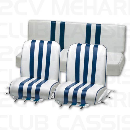 Set seatcovers 3 parts (2 front, 1 back) white-blue MEHARI