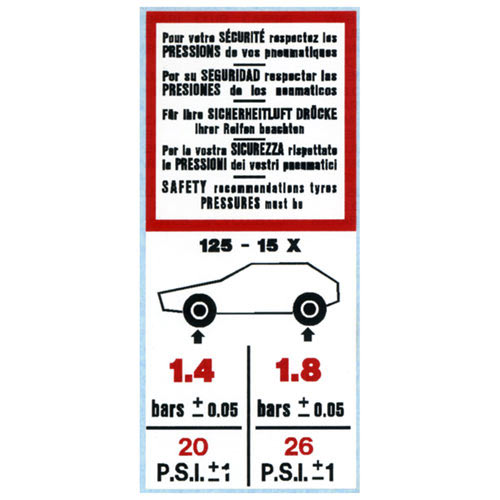 Sticker tire pressure 2CV/AMI/DYANE/MEHARI