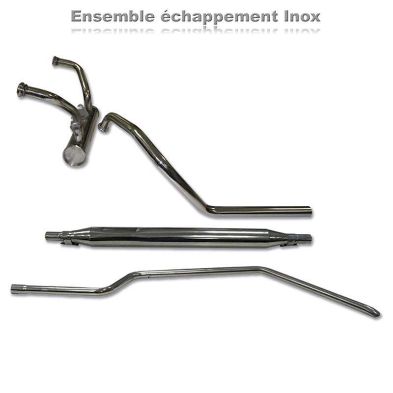 Exhaust set inox long end 435cc 2CV/DYANE