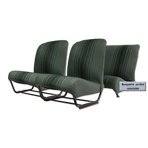 Set seatcovers folding bench with sides striped green 2CV/DYANE
