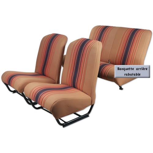 Oranje gestreept - bekledingsset stoel ronde hoek/klapbank 2CV/DYANE