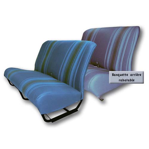 Set seatcovers with sides (foldable rear bench) striped blue 2CV/DYANE