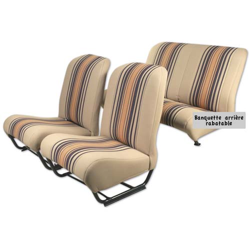 Gestreift beige - Bezugset Sitz mit rechtem Winkel und Klappsitzbank 2CV/DYANE