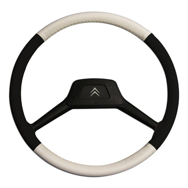 Steering cover big model (43 cm) white/black 2CV/AMI/DYANE/MEHARI