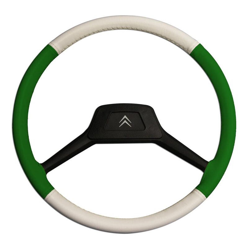 Steering cover small model (39cm) white/green 2CV/AMI/DYANE/MEHARI