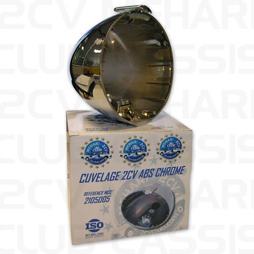 Round chrome head-light housing plastic 2CV