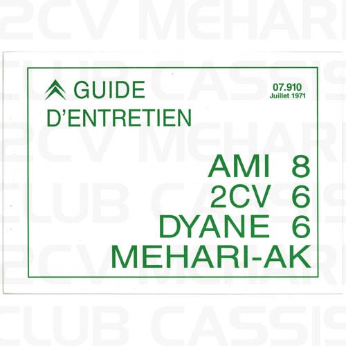 Onderhoudsboekje (FRANS) 2CV/AMI/DYANE/MEHARI