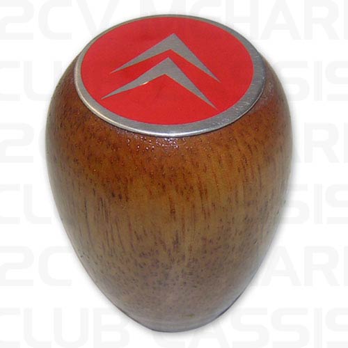 Handvat versnellingspook hout met logo 2CV/AMI/DYANE/MEHARI