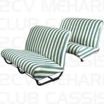 Ensemble housse éponge banquette blanc/vert 2CV/DYANE