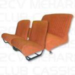 Ensemble garniture siège (2 avant + 1 arrière) avec rabat cic tissu orange 2CV/DYANE