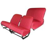Jacquard rood/geel - bekledingsset stoel stoelrug rechte hoek met gesloten zijkant 2CV/DYANE