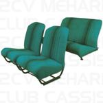Set seatcovers with sides and round corner tissu striped green 2CV/DYANE