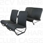 Zwart skaï geperforeerd - bekledingsset stoel met open zijkant 2CV