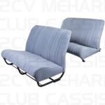 Ensemble garniture banquette avec rabat pied poule bleu 2CV/DYANE