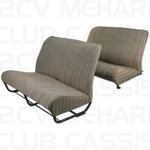 Ensemble garniture banquette avec rabat tissu damier marron 2CV/DYANE