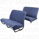 Ensemble garniture banquette avec rabat tissue damier bleu 2CV/DYANE