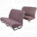 Ensemble garniture banquette avec rabat tissu damier rouge 2CV/DYANE