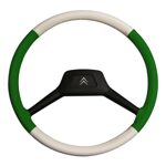 Steering cover big model (43 cm) white/green 2CV/AMI/DYANE/MEHARI